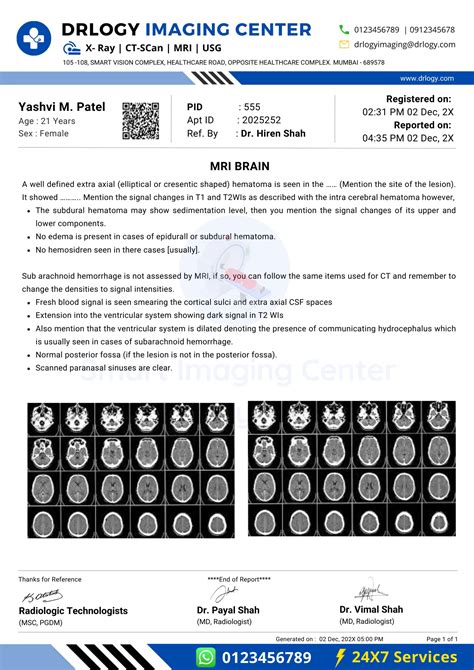 Mri Report Sample