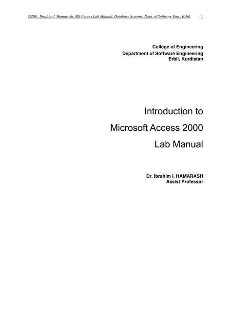 Ms Access Lab Manual