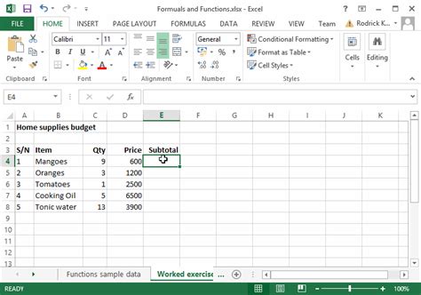 Ms Excel Functions And Formulas