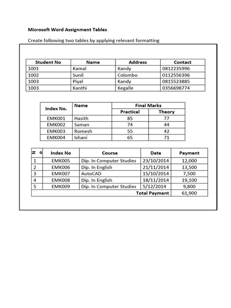 Ms Word Assignment