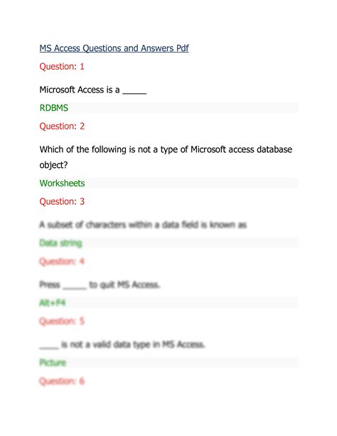 Download Ms Access Questions And Answers 