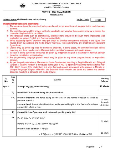 Msbte Answer Paper
