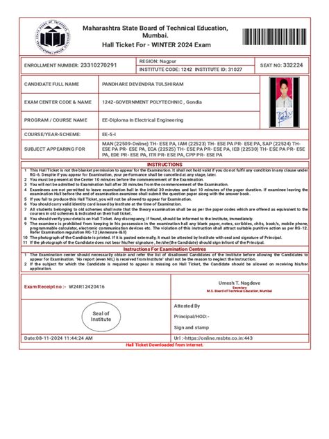 Msbte Hall Ticket