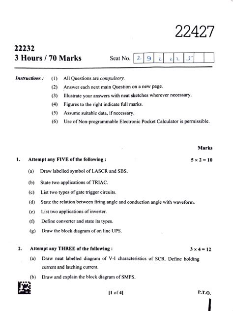 Msbte Last Year Question Paper