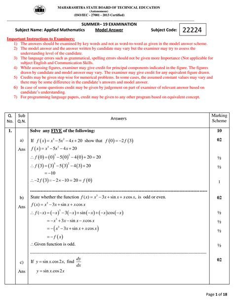Download Msbte Question Paper Solution 2013 Engineering Mathematics File Type Pdf 
