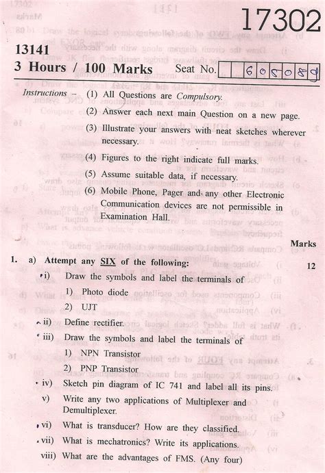 Read Msbte Sample Question Paper 3Rd Sem G Scheme Mechanical 17302 