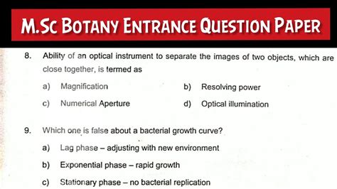 Msc Botany Entrance Sample Question Paper Bing
