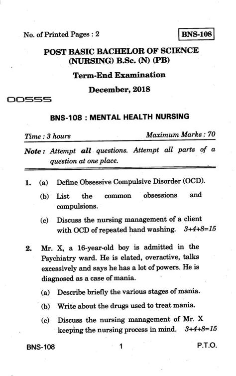 Read Msc Nursing Previous Question Papers 