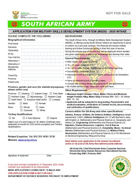 Msds Army Application Forms 2014