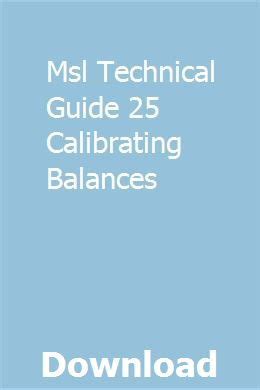Msl Technical Guide 25 Calibrating Balances