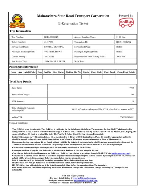 Msrtc Ticket Pdf