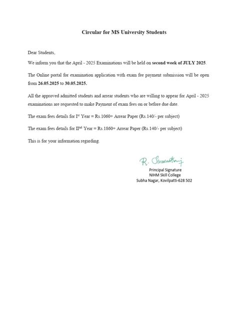 Msu Exam Fees
