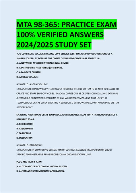 Mta Exam 98 365 Study Guide
