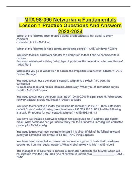 Download Mta Networking Fundamentals Exam 98 366 Study Guide 