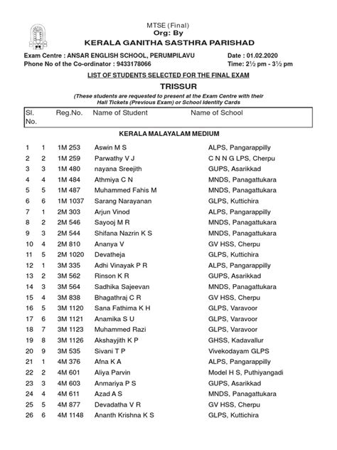Mtse Exam Date 2020
