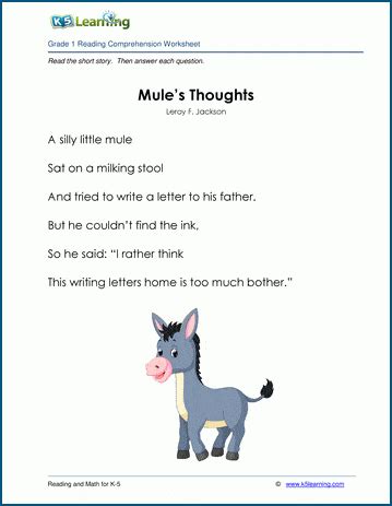 Mule Thoughts Grade 1 Children X27 S Poem Short Poems With Questions And Answers - Short Poems With Questions And Answers