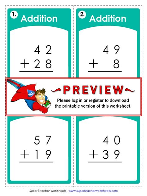 Multi Digit Addition Worksheets Super Teacher Worksheets Math Worksheets Double Digit Addition - Math Worksheets Double Digit Addition