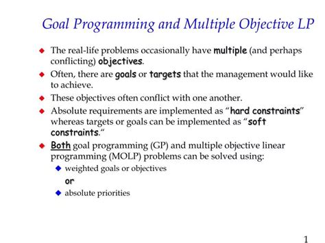 Multi Objective Programming And Goal Programming Theory And Applications Advances In Intelligent And Soft Computing