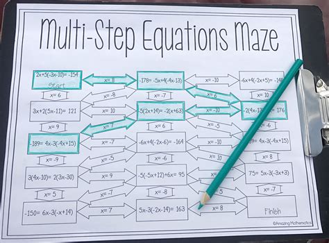 Multi Step Equations Maze