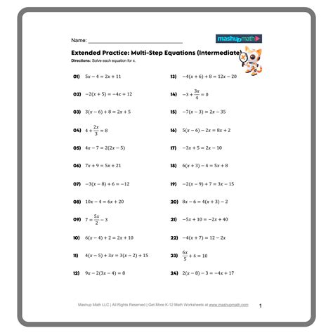 Multi Step Equations Worksheet With Answers