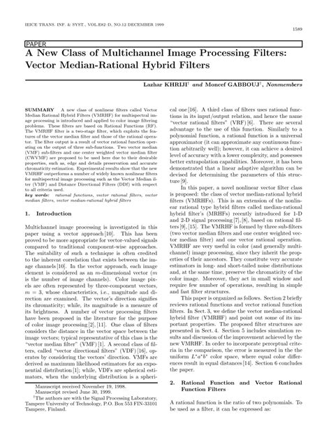 Multichannel Filters For Image Processing