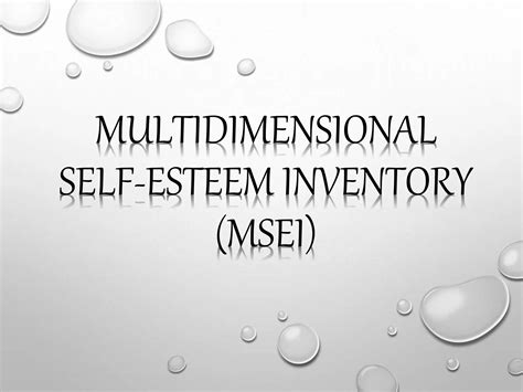 Multidimensional Self Esteem Inventory Msei