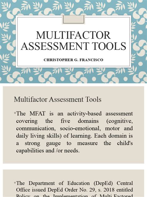 Multifactor Assessment Tool