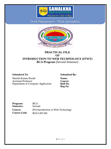 Multimedia Web Technology Practical File Index Class Xii