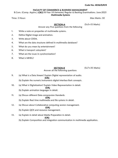 Read Online Multimedia Systems Exam Papers 
