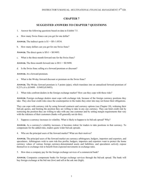 Multinational Financial Management Chapter 7 Solutions