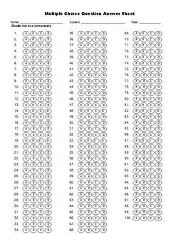Multiple Choice Bubble Sheet