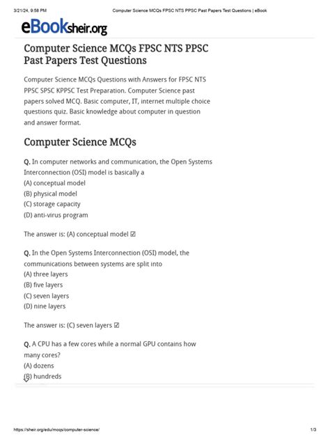 Multiple Choice Questions Fpsc