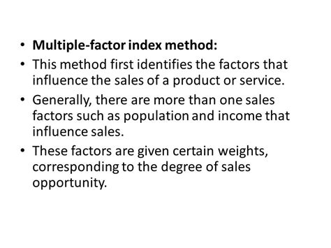 Multiple Factor Index Method