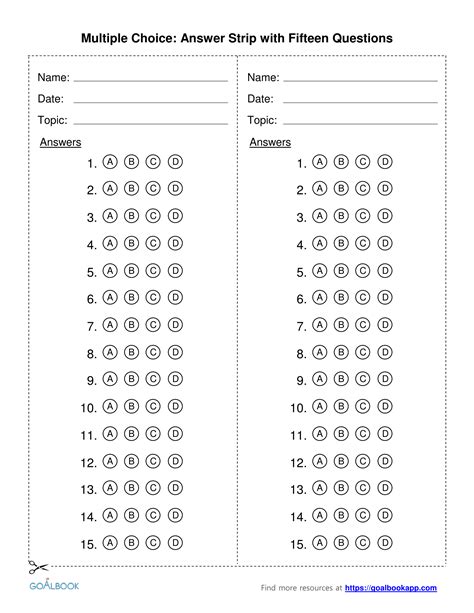 Read Multiple Choice Answer Sheet Template 