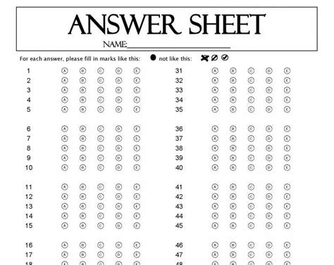 Read Multiple Choice Answer Sheet Template 