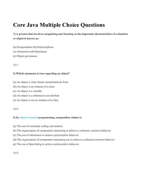 Full Download Multiple Choice Answers Java Software Solutions 