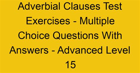 Read Online Multiple Choice Questions On Adverbial Clauses Pdf 