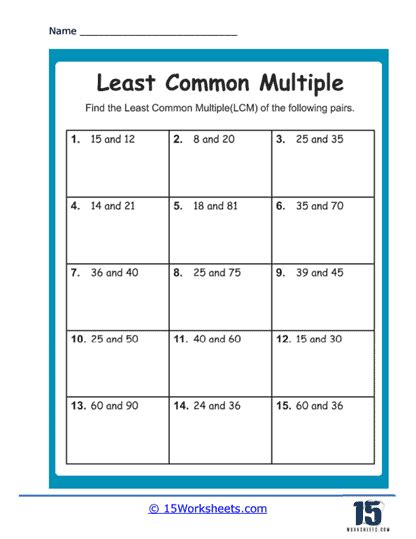 Multiples And Least Common Multiples