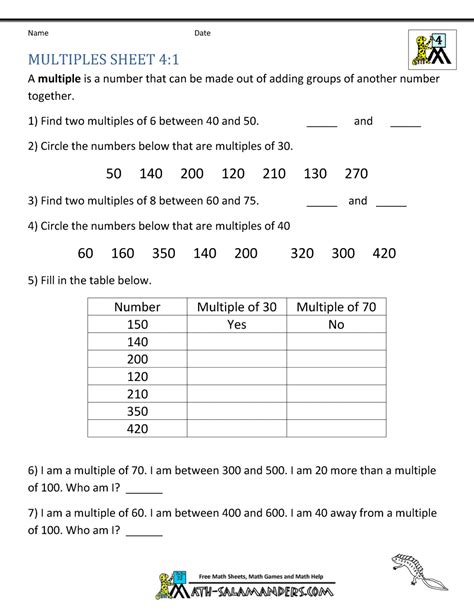 Multiples Worksheet For Grade 4 With Answers Multiplication Worksheet Grade 4 - Multiplication Worksheet Grade 4