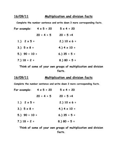 Multiplication And Division Educational Resource Fact Family Triangles Multiplication And Division - Fact Family Triangles Multiplication And Division