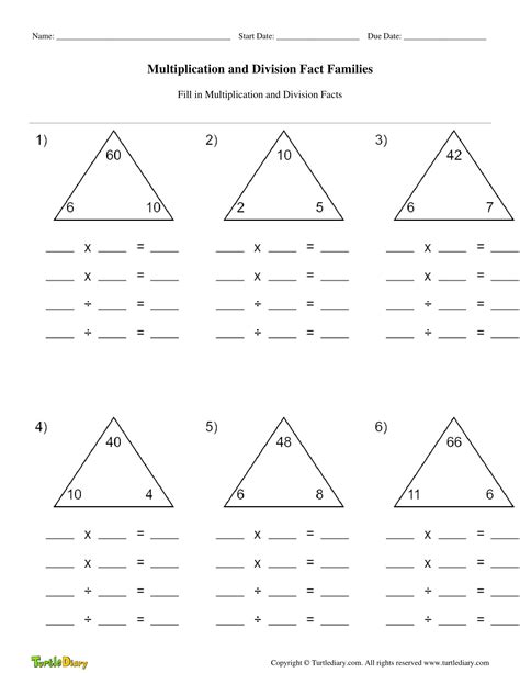 Multiplication And Division Fact Family Triangles Fact Family Triangles Multiplication - Fact Family Triangles Multiplication