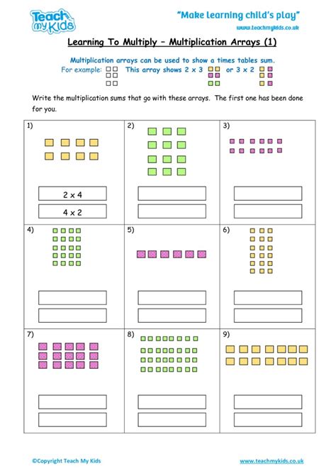 Multiplication Array Multiplication Part One Worksheets Multiplication Arrays Worksheet - Multiplication Arrays Worksheet