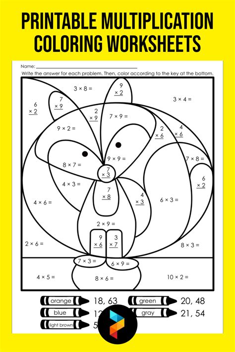 multiplication coloring sheets
