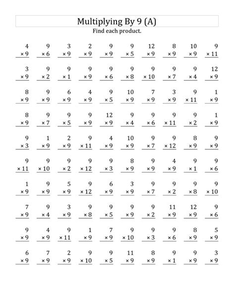 Multiplication Facts Of 9 Worksheets For Kids Splashlearn Math Facts 9 - Math Facts 9