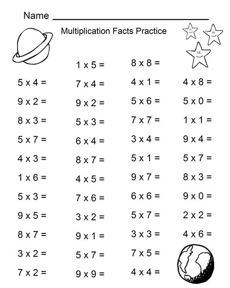 Multiplication Math Fact Homework Set No Prep Weekly Math Facts 6 - Math Facts 6
