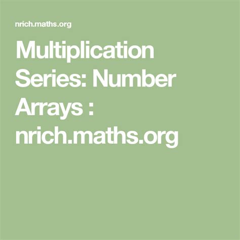 Multiplication Series Number Arrays Nrich An Array In Math - An Array In Math