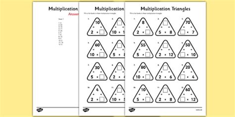 Multiplication Triangles Worksheets Mixed Times Tables Twinkl Fact Family Triangles Multiplication - Fact Family Triangles Multiplication