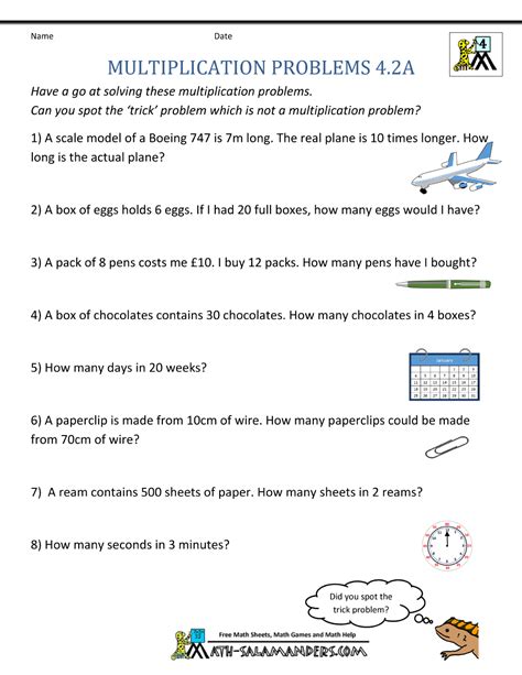 Multiplication Word Problems Grade 4