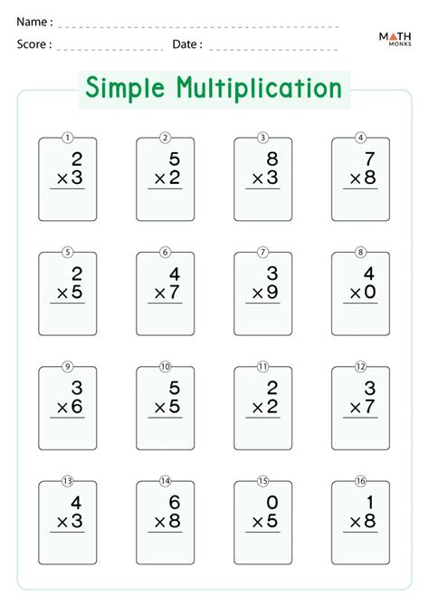 Multiplication Worksheet For Class 1