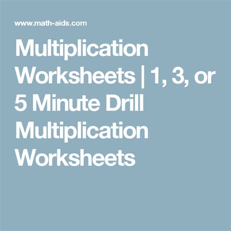 Multiplication Worksheets 1 3 Or 5 Minute Drill Math Aid Multiplication - Math Aid Multiplication